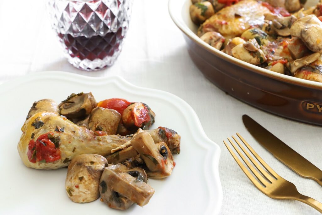 Faraona in umido con funghi
